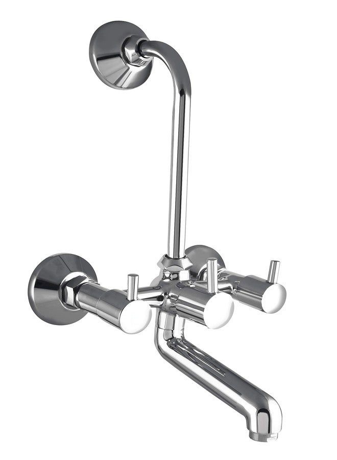 10X Brass Wall Mixer 2 IN 1 For Bathroom WM-9088 with Provision for Overhead Shower with Long Bend Pipe Chrome Finish - Image 1